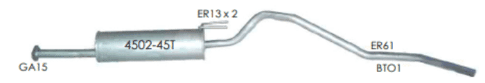Toyota HILUX YN51/YN55/YN56 1.6/1.8 SWB REAR EXHAUST PIPE WITH SILENCER